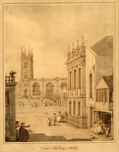 Vista en Warwick con la iglesia de Santa María de Giovanni Antonio Canal